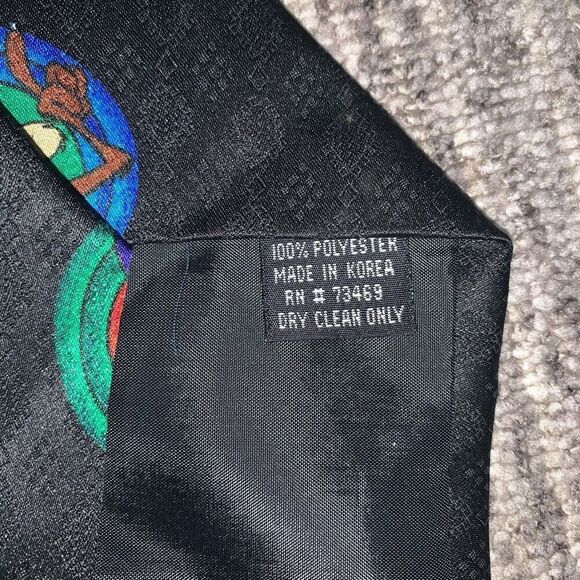Vintage Looney Tunes Mania & Friends Mens Neck Tie‎ Black Tweety Bird Sylvester - Picture 3 of 8